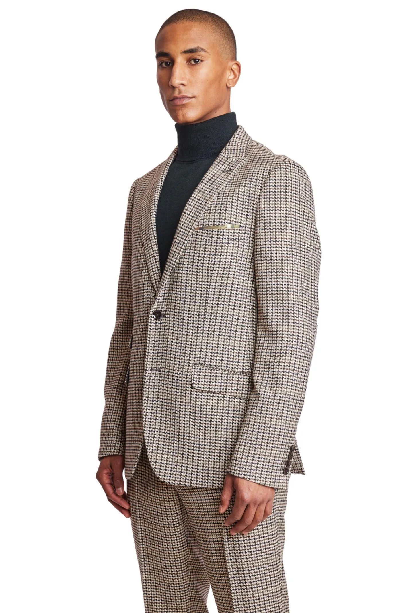 Ashton Peak Jacket - slim - Brown Green Houndstooth