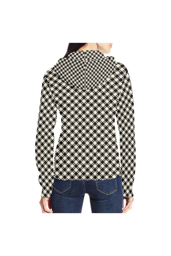Circles in Squares All Over Print Full Zip Hoodie for Women (Model H14)