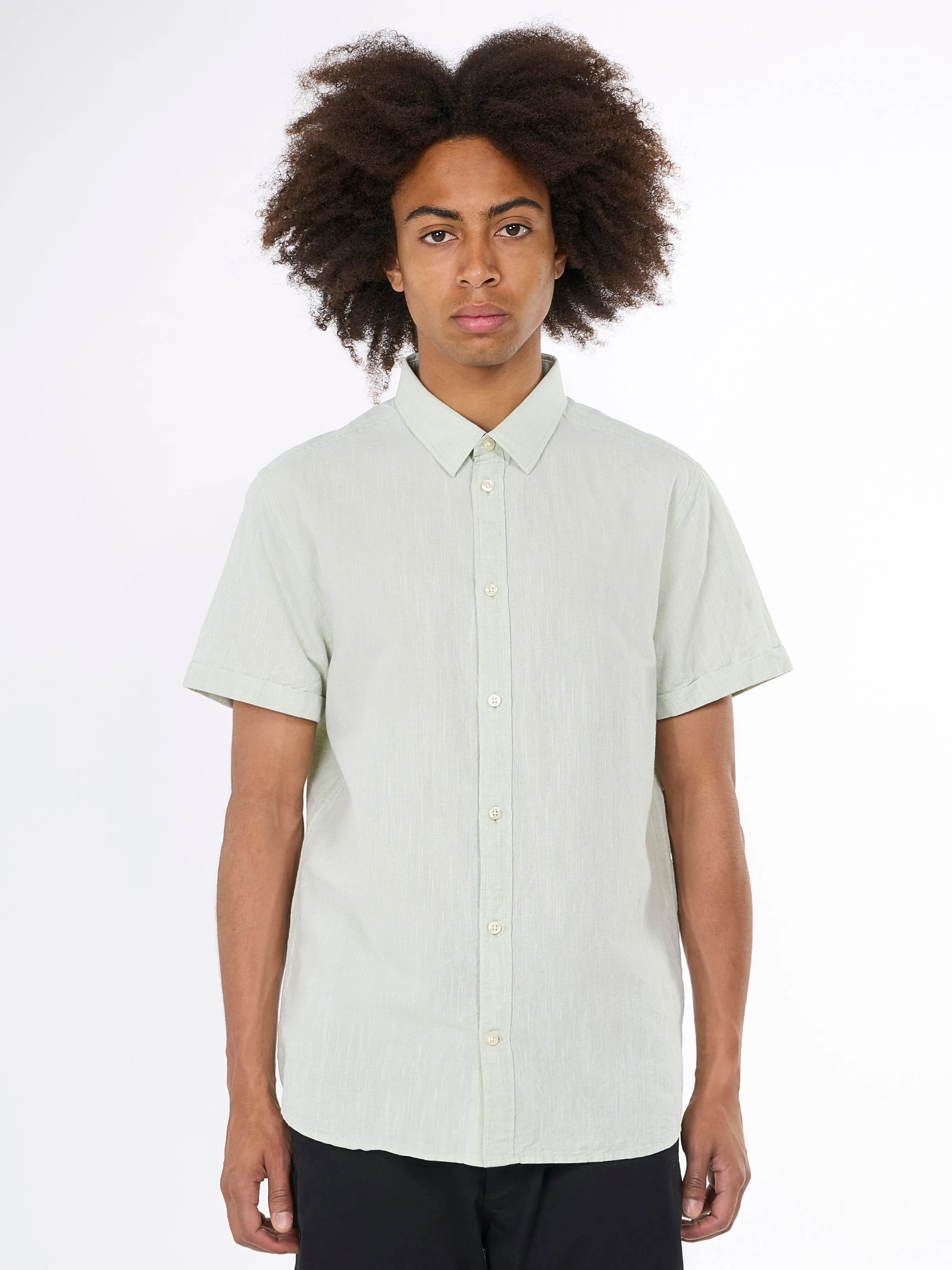 Custom fit linen short sleeve shirt - Swamp