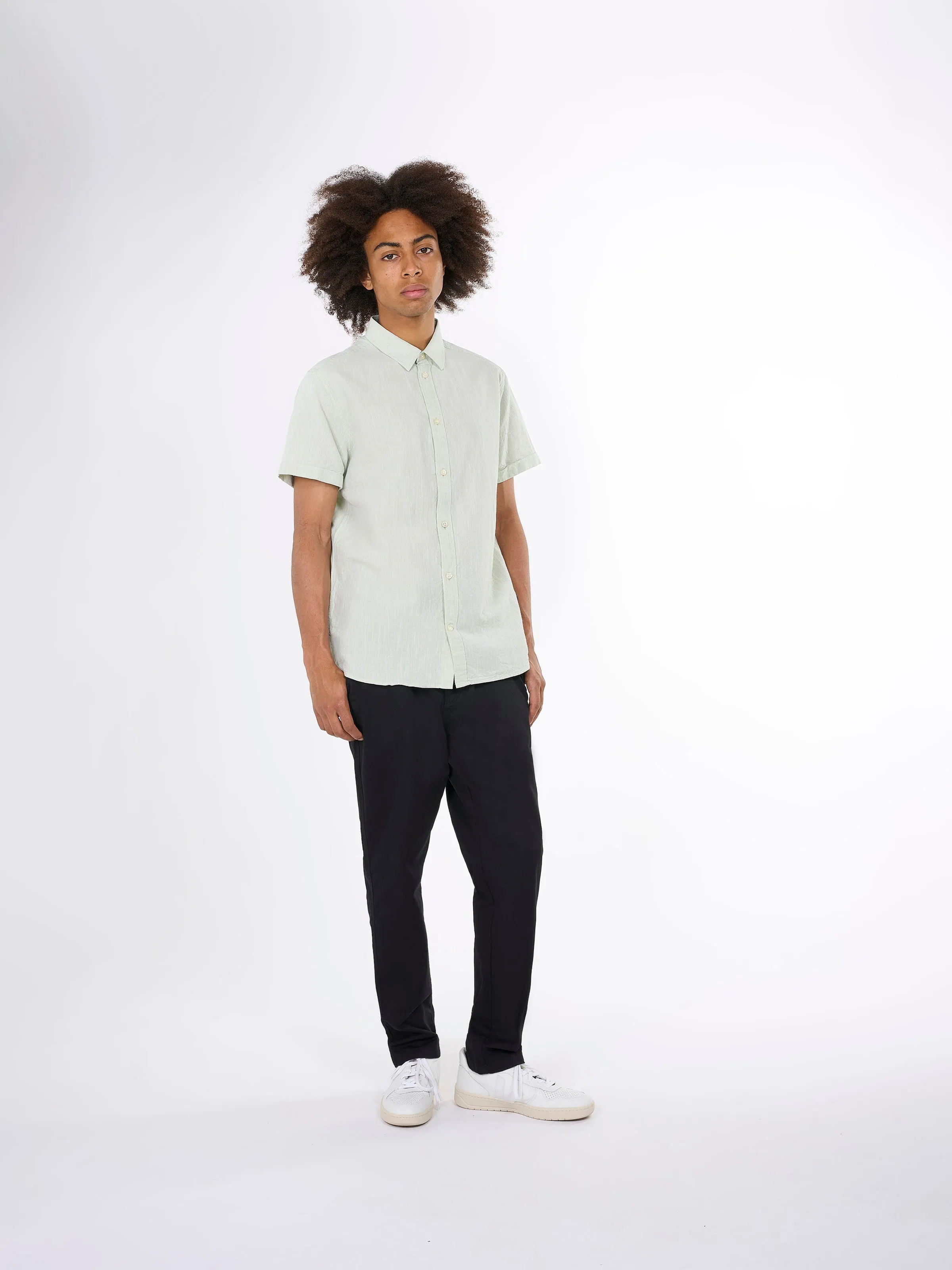 Custom fit linen short sleeve shirt - Swamp