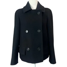 Dries Van Noten Black Wool Double Breasted Pea Coat M