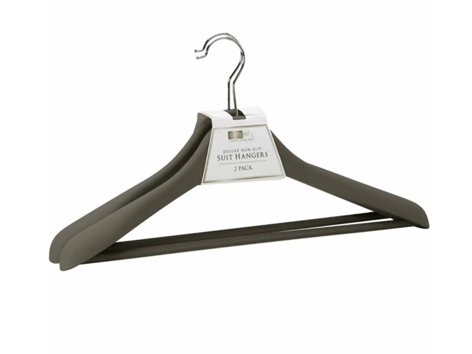Grey Rubber Wood Hangers 2pc