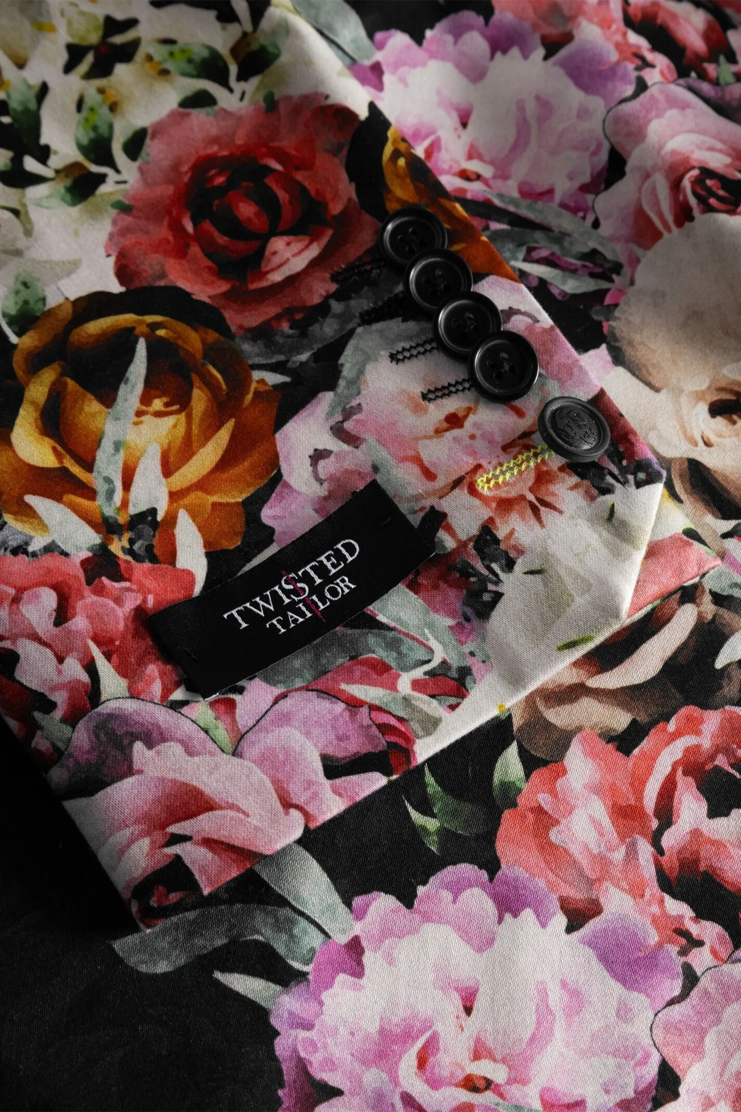 Ikeda Slim Fit Black Cotton Floral Jacket