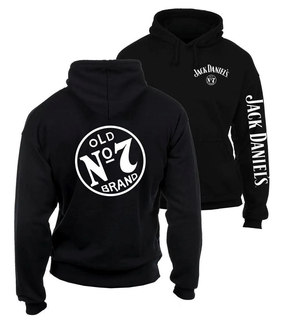 Jack Daniel's Mens Hoodie W/ Logo On Front, Back & Sleeve Shirt