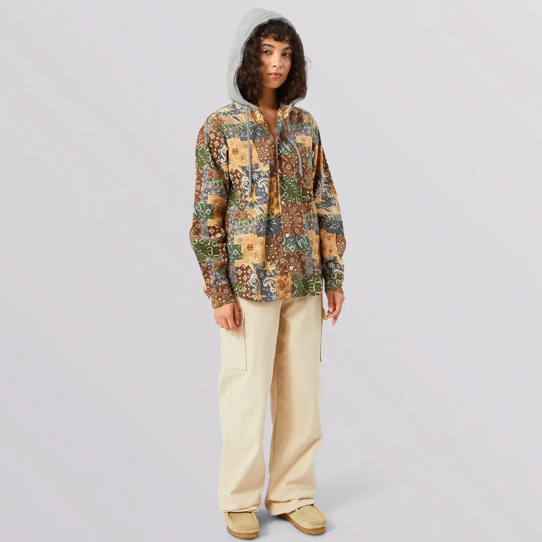 PATCHWORK CORD HOODED JACKET