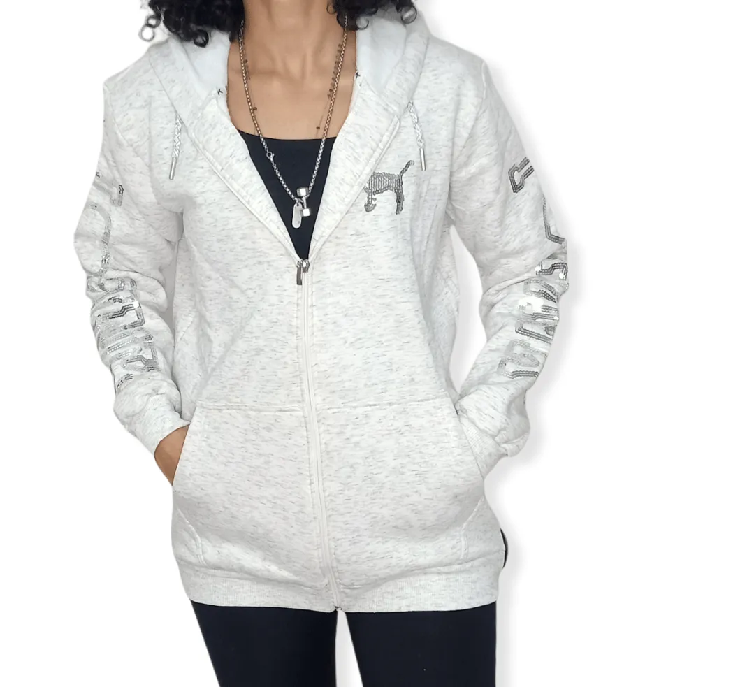 PINK Women Zip-Through Hoodie - Grey