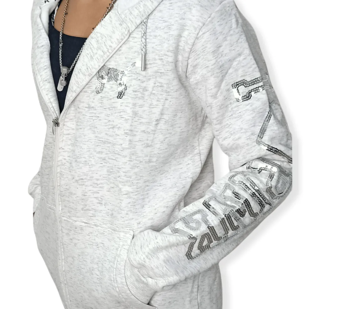 PINK Women Zip-Through Hoodie - Grey