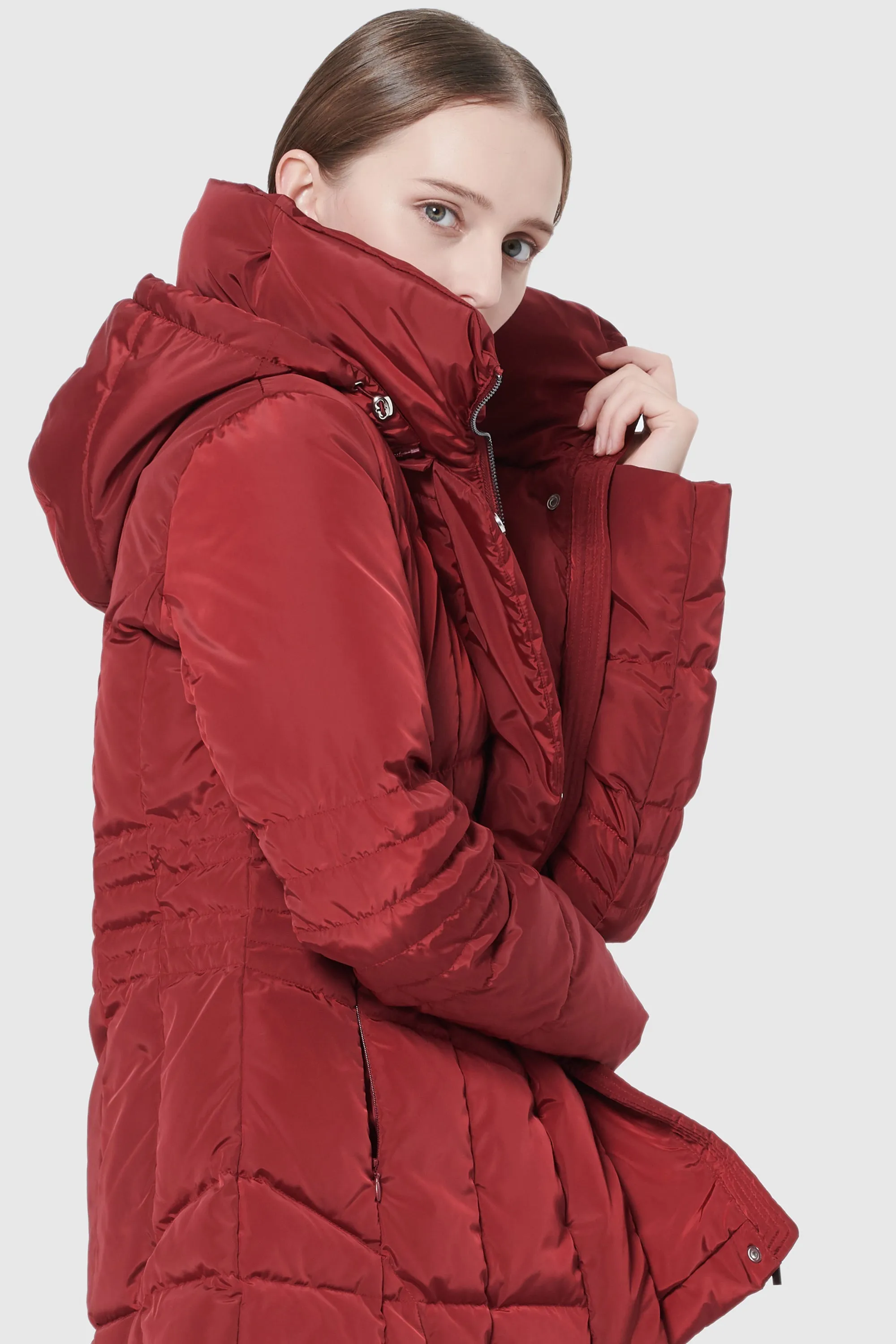 Short Down Coat with Removable Hood