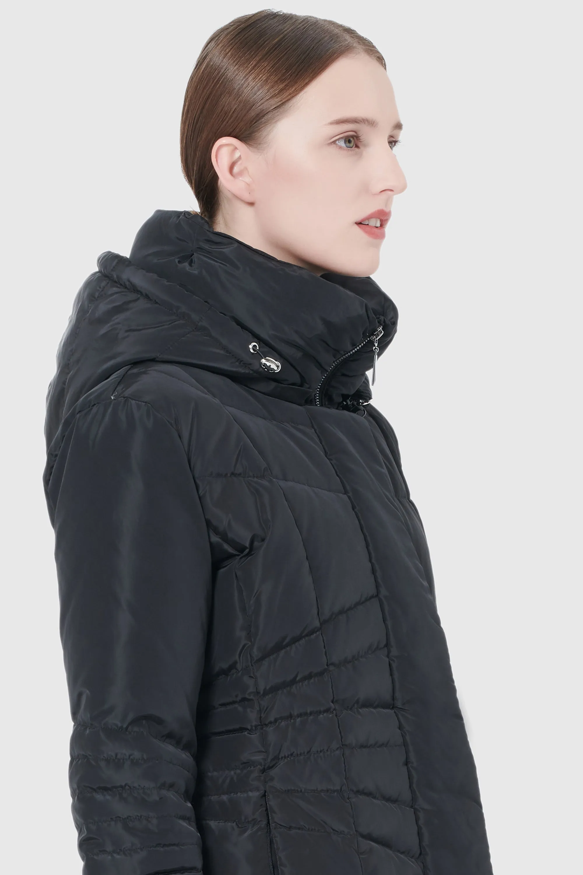 Short Down Coat with Removable Hood