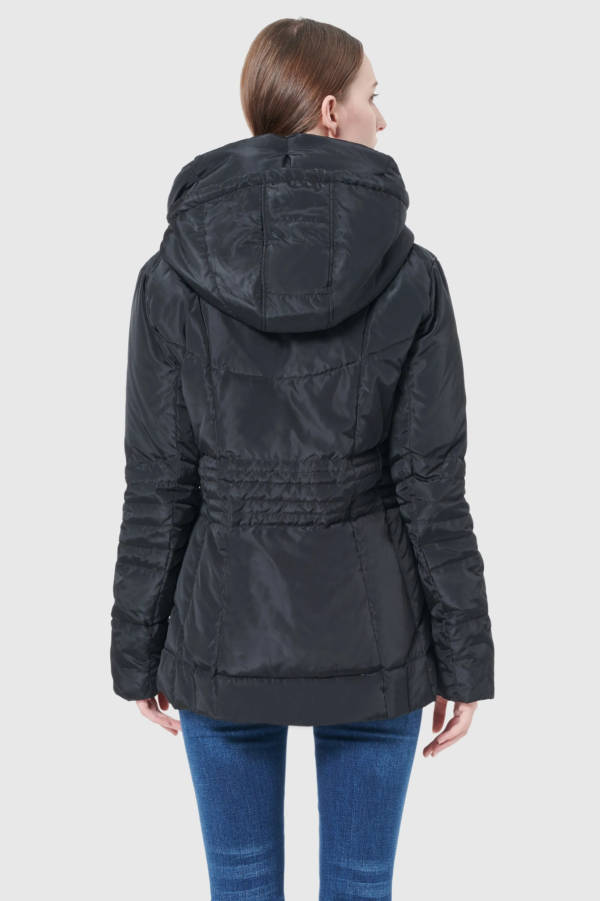 Short Down Coat with Removable Hood