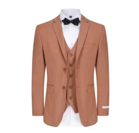 Skinny Fit Performance Stretch Three-Piece Suit - Rust Brown